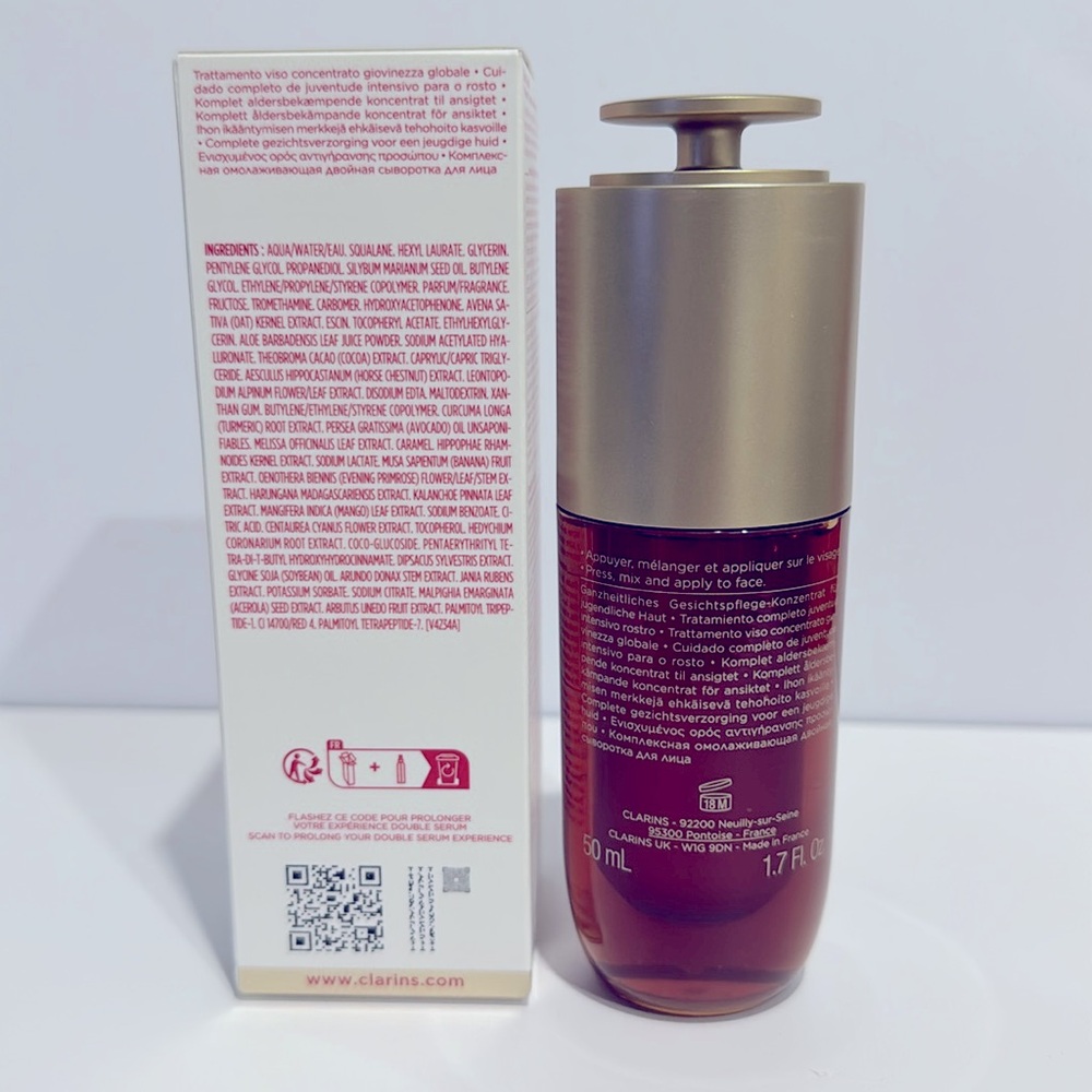Clarins DOUBLE SERUM [Hydric+Lipidic System] Age-Defying Concentrate XLG NIB! - Picture 3 of 14